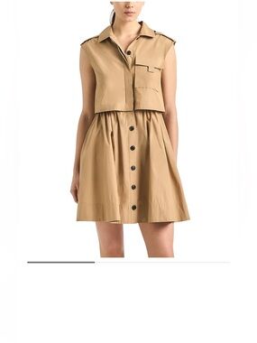 10 Crosby Derek Lam Tan Button-Front Circle Skirt